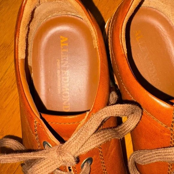 Allen Edmonds Tan Leather Sneakers with Fly Foam Inserts Made in Portugal - Picture 3 of 10